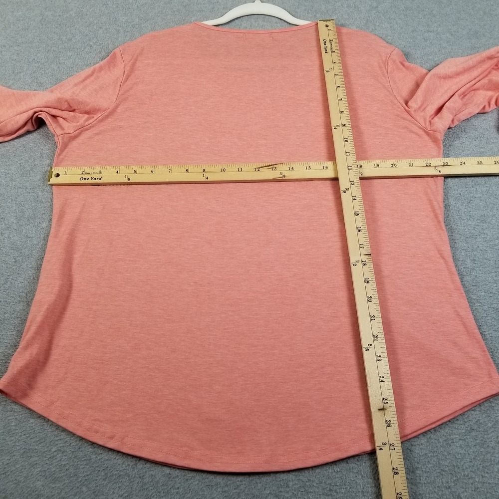 Ofeefan T-Shirt Womens XL Orange Casual 3/4 Sleeve Pleated Front Scoop Neck Top - Picture 6 of 7